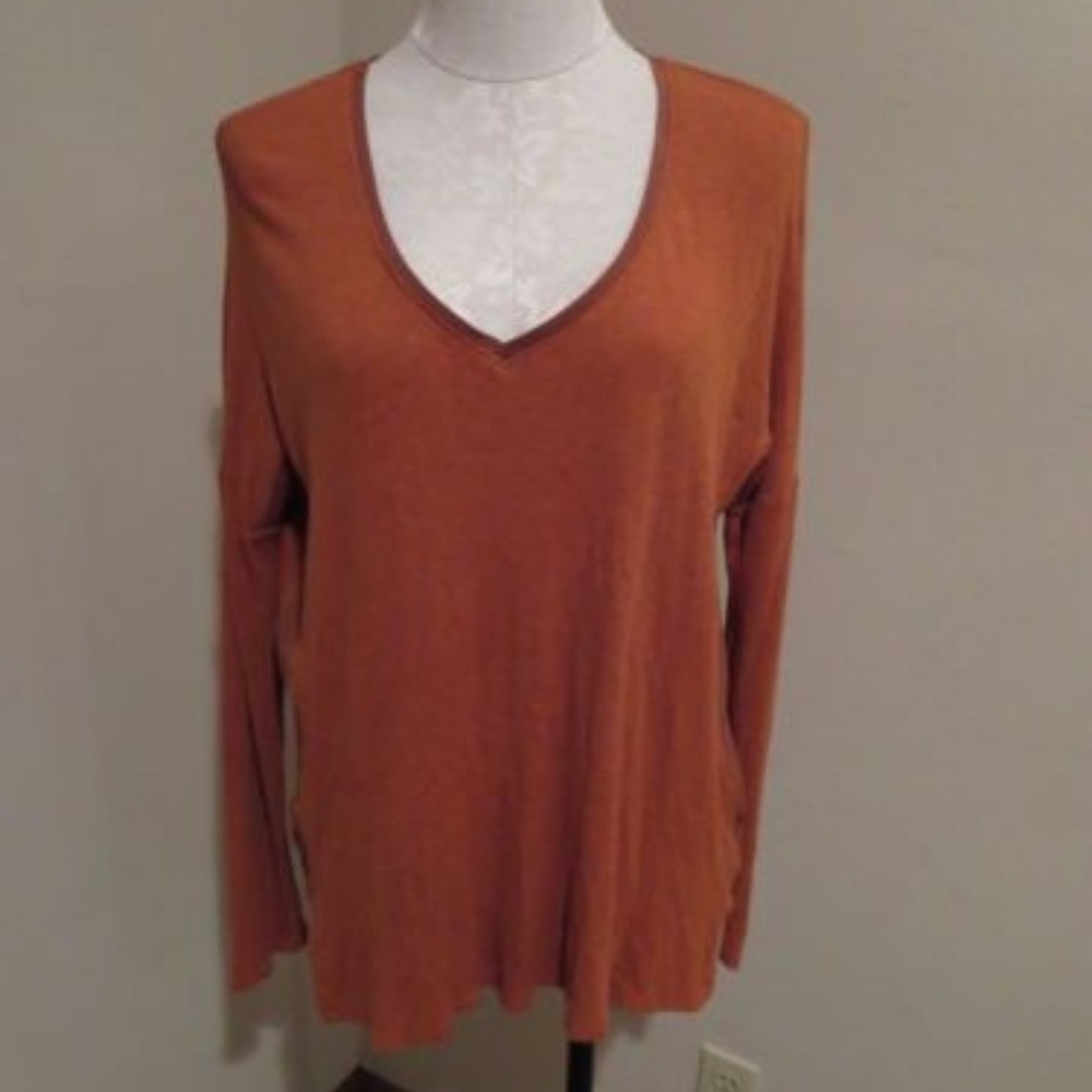 Anthropologie Bordeaux Ribbed dropped shoulder tee - Picture 2 of 3